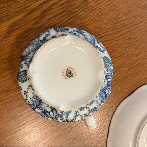 Vintage MCM Lefton 5pc Blue Paisley Design w/Gold Trim Bone China Tea Set - Picture 5 of 16